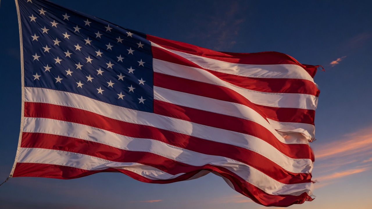 United States flag against a clear sky